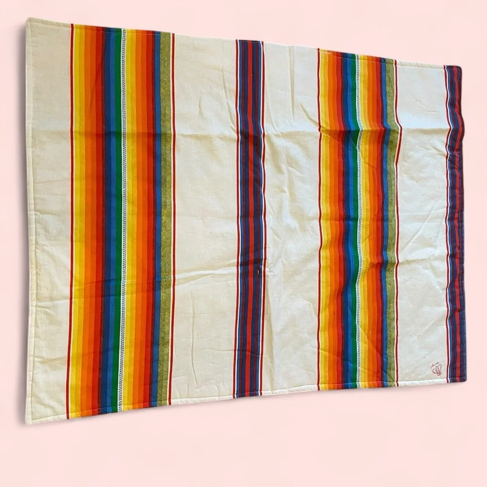 Vintage handmade patchwork cottagecore baby quilt 30”x38” blessings cute